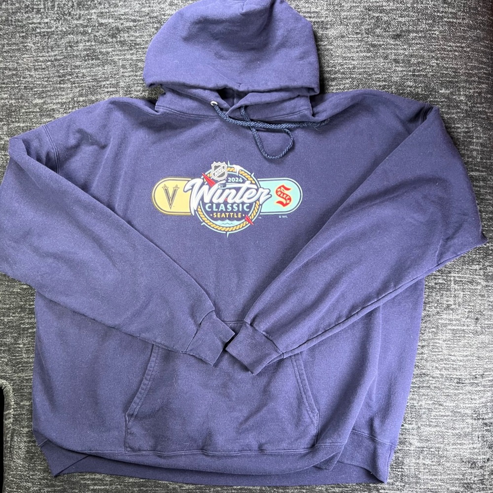 NHL Hoodie Mens XL Navy Blue 2024 Winter Classic Seattle Kraken Golden Knights